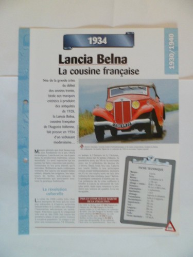 Karten auto lancia - lancia, belna